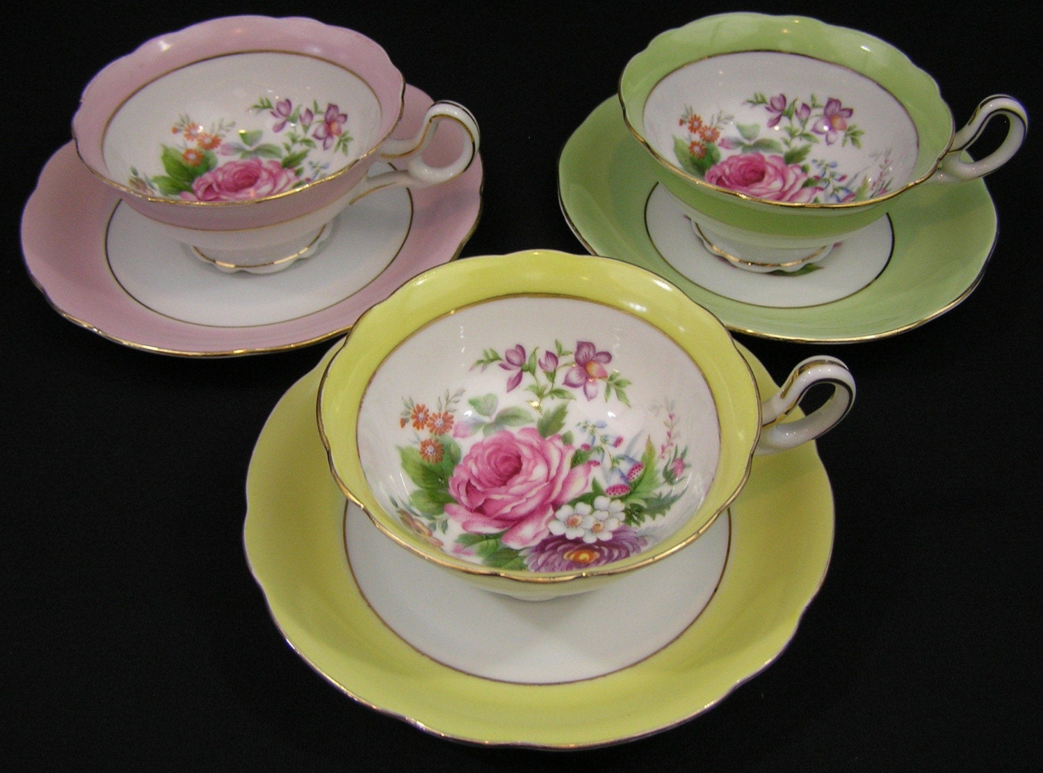 Set of 3 TRIMONT CHINA tea cups sets OCCUPIED JAPAN