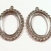 VINTAGE Silver Oval PENDANT Blanks Oval Two (2) Add Gems Cameos Fashion Jewelry Fun (G103)