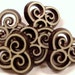 VINTAGE Pierced Buttons Brown and Cream Pierced Double Cut BUTTONS Swirls Style Fashion Button Destash (N71)