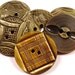 VINTAGE Buttons CELLULOID Yellow and Green Deco Carved Wafer Celluloid Buttons Elegant Fashion BuTTON Destash (F83)