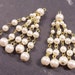 VINTAGE Pearl Dangle Findings GoLD Five Strands PEARL Chandelier Earrings Dramatic Jewelry Destash (Y17)