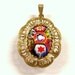 VINTAGE Pendant Watch Case MILLEFIORI Murano Millefiori Glass Cabochon Small Oval Filigree Gold Watch Case Destash (Y88)