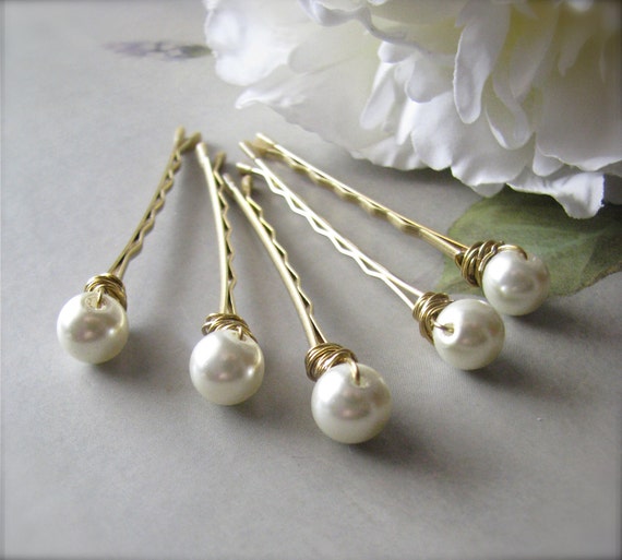 Ivory Pearl Hair Pins Wedding Set By Bellamiadesign On Etsy