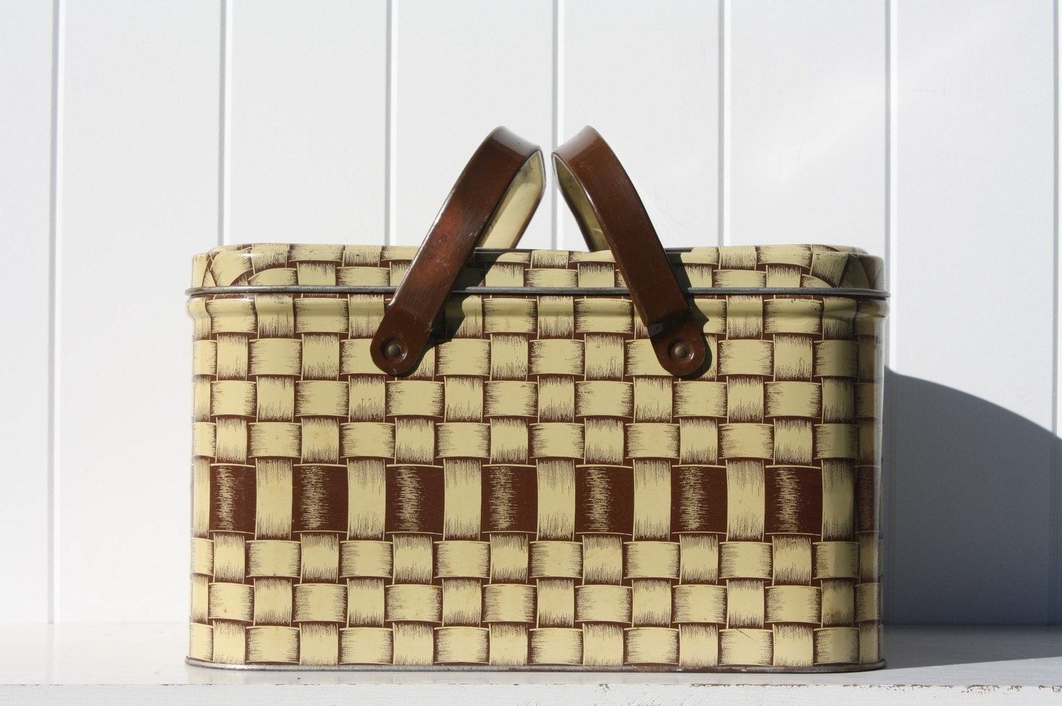 Vintage Metal Picnic Basket