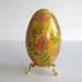 Yellow Goose egg pysanka, vintage summer dress inspired design Ukrainian Easter Egg Pysanka