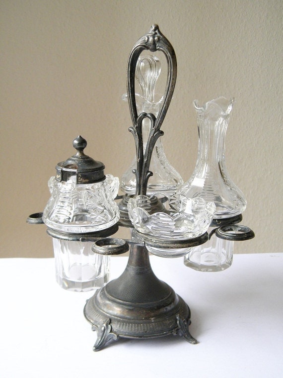 vintage french cruet set condiment stand