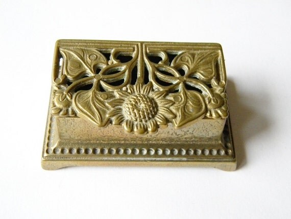 vintage stamp holder brass decoration by thehopetree on Etsy