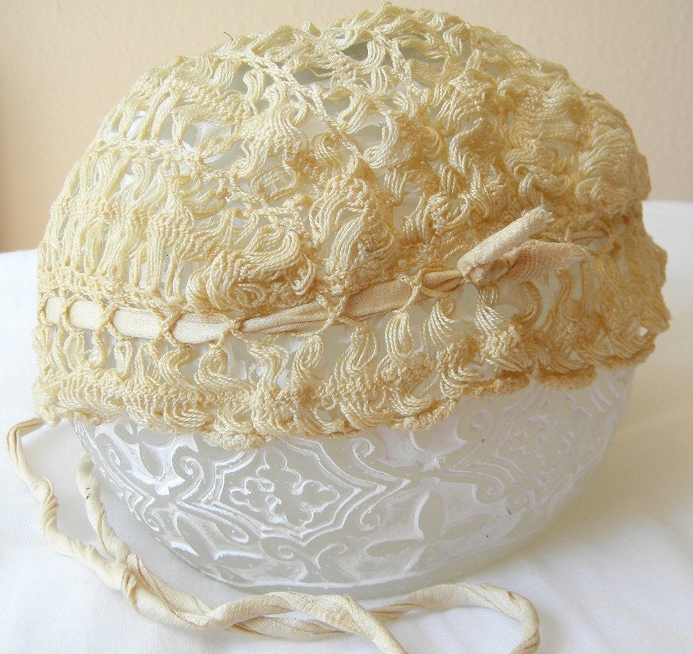 antique crochet sleeping cap