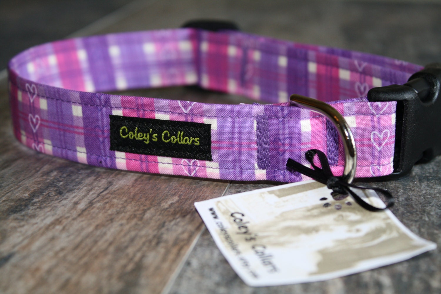 Purple and Pink Plaid Dog Collar The Princess by ColeysCollars