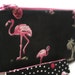 Pink flamingo clutch - black small purse - Florida beach bag for summer - zipper pouch & key fob gift set for women - kitsch fabric wristlet