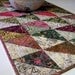 Batik Table Runner Pomegranate Tonga Batik Triangles Handmade Quilted Ready to Ship One of a Kind