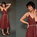 70s Maroon Floral Prairie Summer Boho A-line Dress SZ S M
