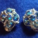 Vintage Earrings, Vintage Blue AB Earrings Bright Aurora Borealis Blue Clip On Earrings (SN 332)
