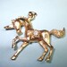 Vintage UNICORN Pendant Brushed Gold tone Unicorn Pendant with Rhinestone (sn 162)