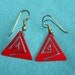 Vintage Dangle Earrings,Pierced Earrings, Red Earrings, Triangle Earrings, Geometric Earrings (sn 114)