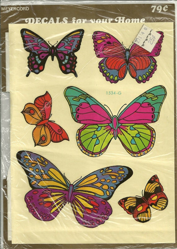 items similar to retro butterfly decals from the 1970s vintage