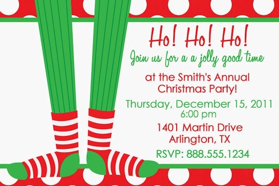 Sock Exchange Christmas Party Invitation Elf Holiday Invite