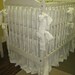 Vintage White Crib Bedding - White Medium Weight Washed Linen Nursery Bedding-1" Ruffled Bumpers/Gathered Cribskirt