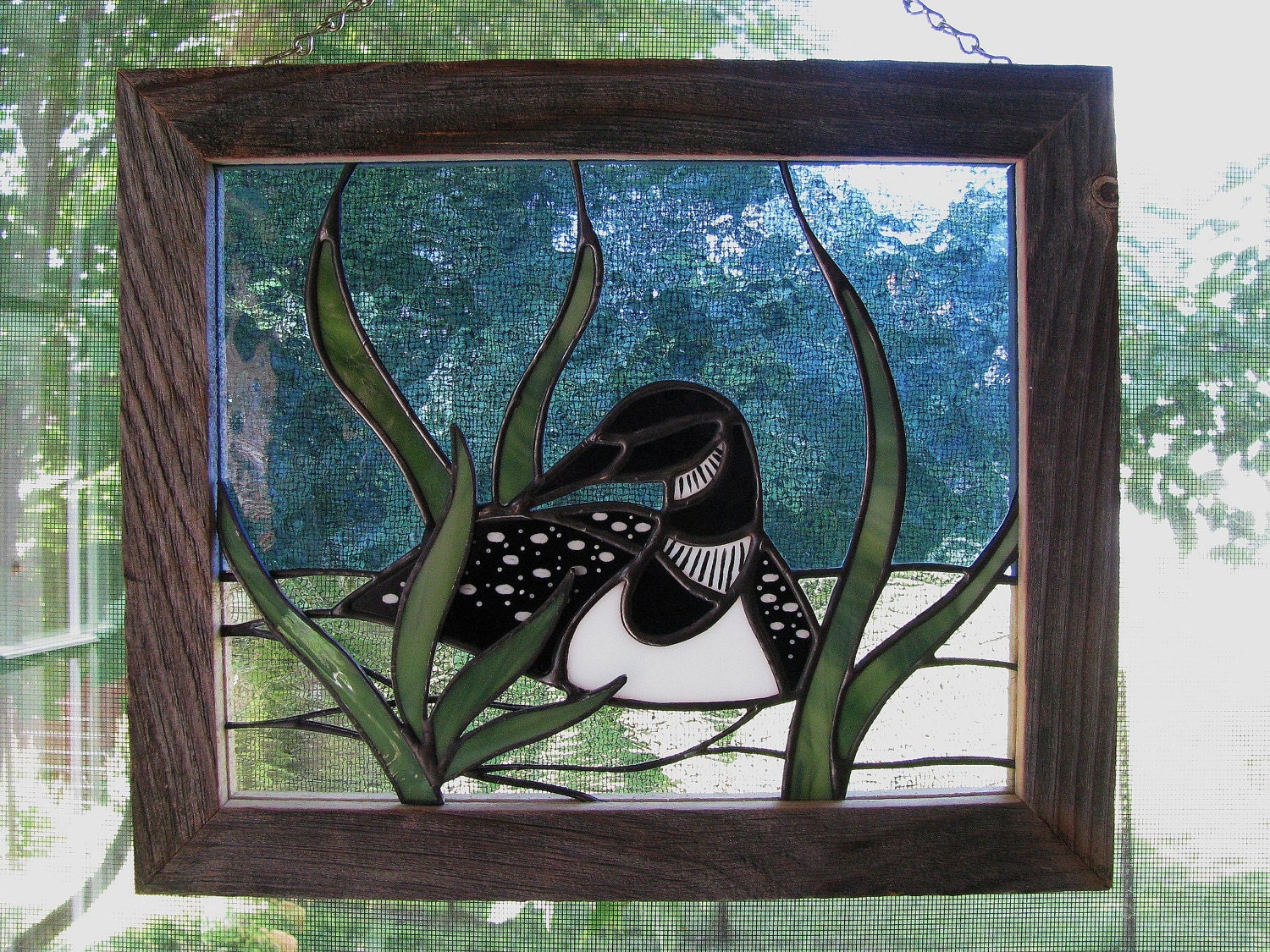 design kiln glass Stained on by Etsy Glass Common Loon RedfordGlassStudio Panel