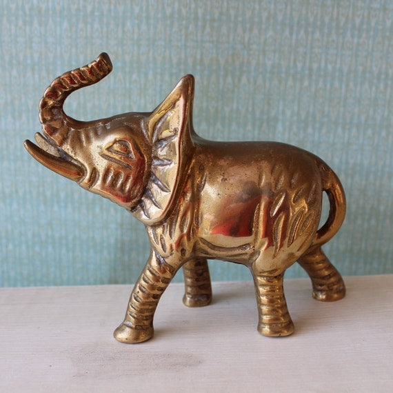 Vintage Solid Brass Elephant Figurine