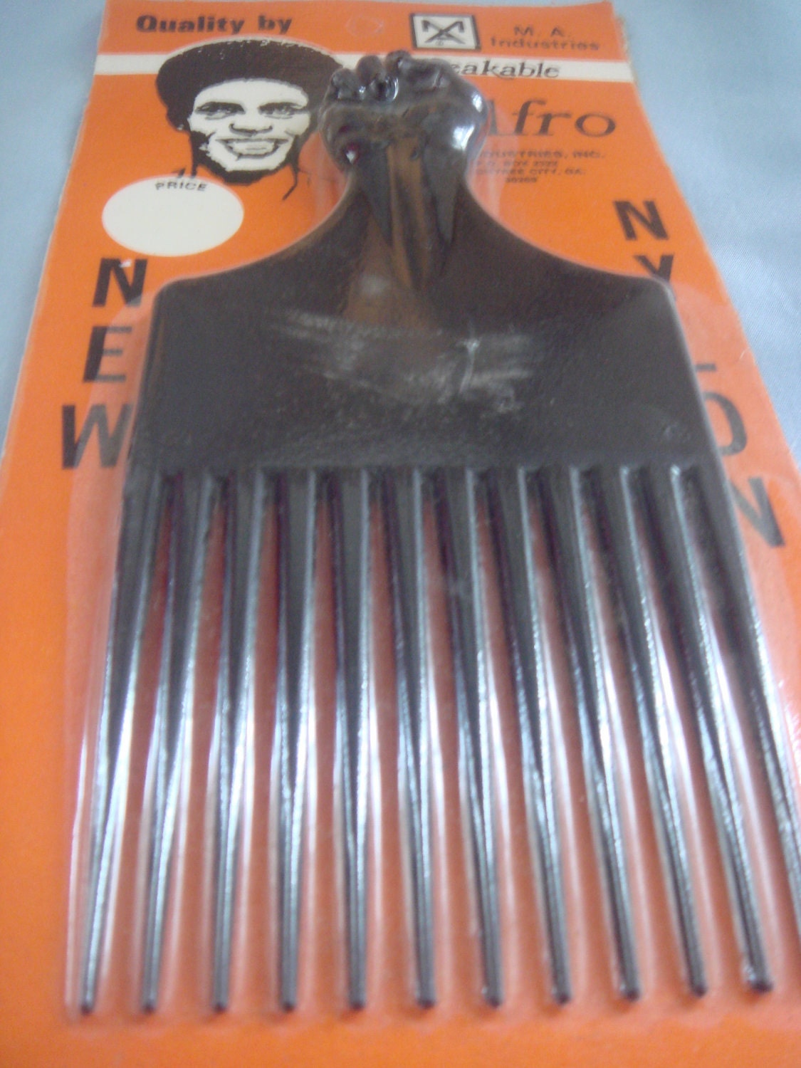 Vintage 1960s Black Power Hair Pick with Black Fist