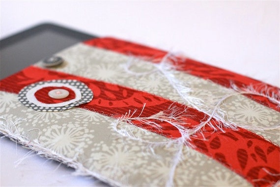 Handmade iPad Cover - Red and Grey Il_570xn