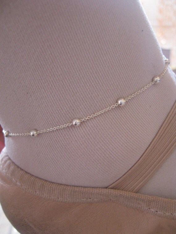 Silver Anklet Delicate Anklet Ball and Chain Ankle Bracelet