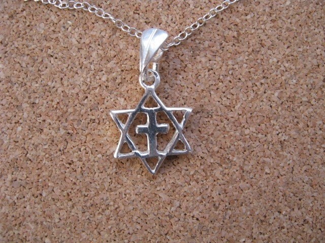 Cross with Star of David Charm Necklace by HeartsandCandy on Etsy