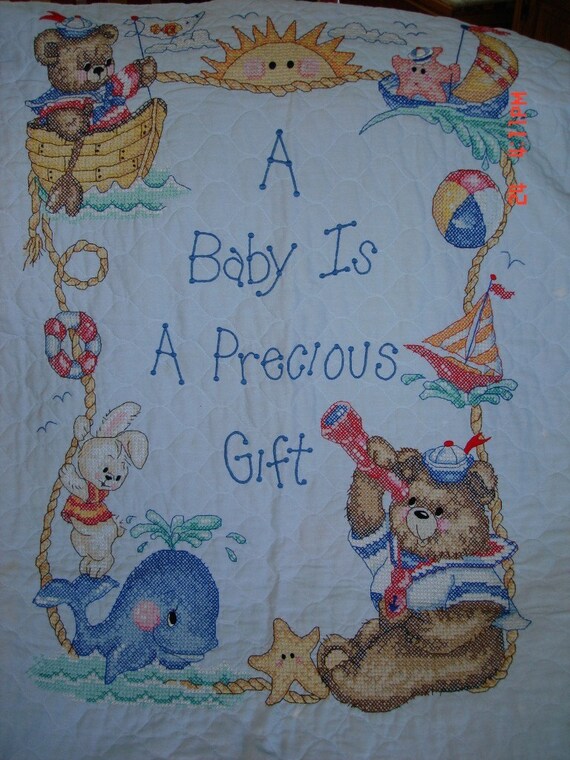 Baby Boy Nautical Cross Stitch Baby Quilt