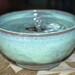handmade ceramic cat drinking fountain or tabletop fountain Celadon On Tan