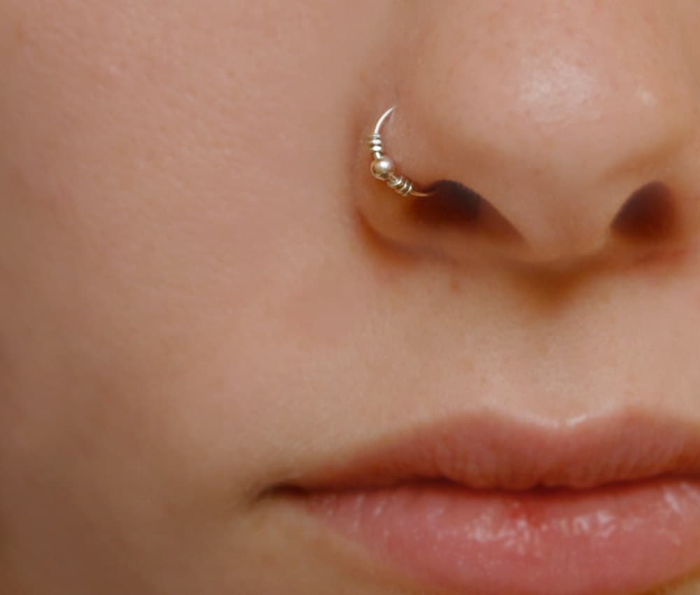 Sterling Silver Nose Ring Small Embellished Hoop