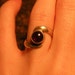Vintage sterling garnet ring red burgundy 925 silver cab stone rustic unique modern modernist simplistic simple