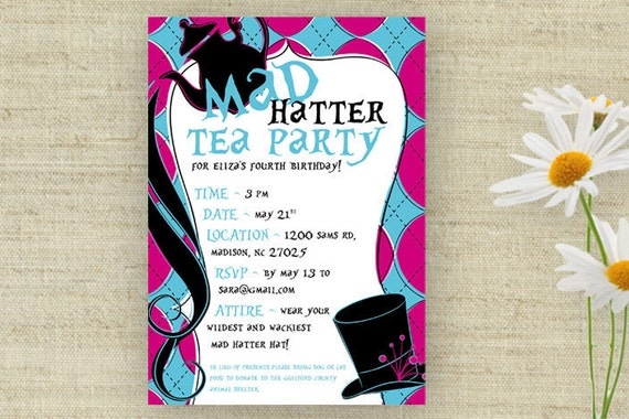 Mad Hatter Birthday Party Invitations 10