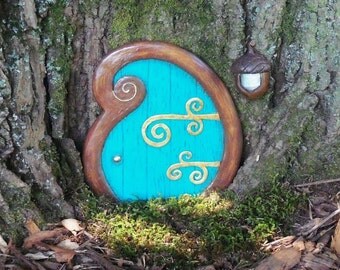 Fairy Door, curlyque blue, Fairy Garden, Spring, FREE SHIPPING, curly, mother