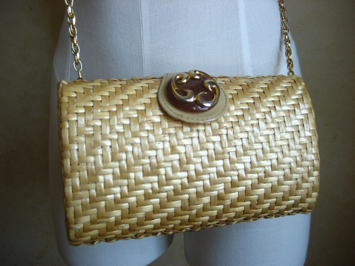 Vintage RODO Italy straw clutch purse by FunkyPetuniaVintage