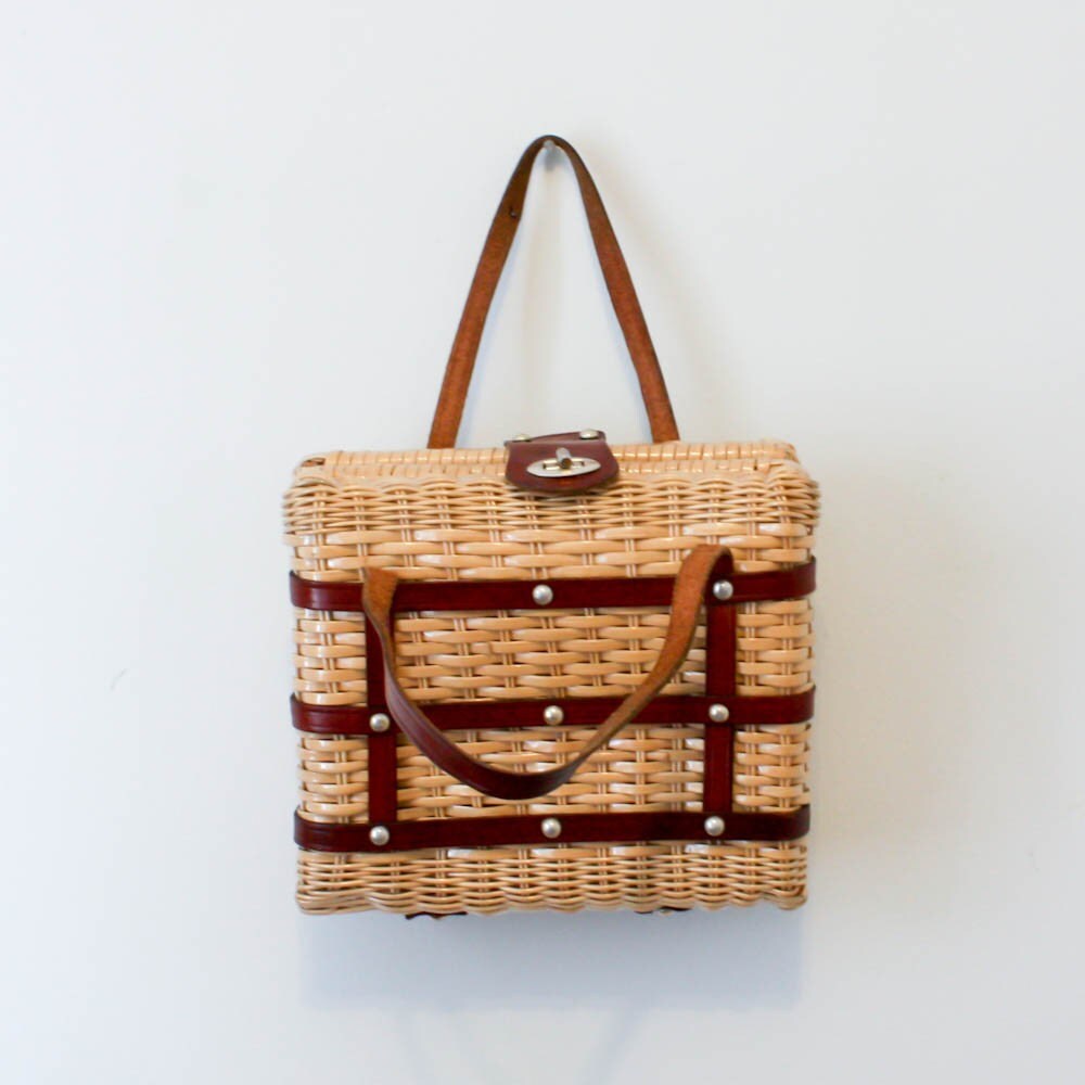vintage mini picnic basket handbag