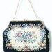 Vintage Tapestry Purse in Black and Floral