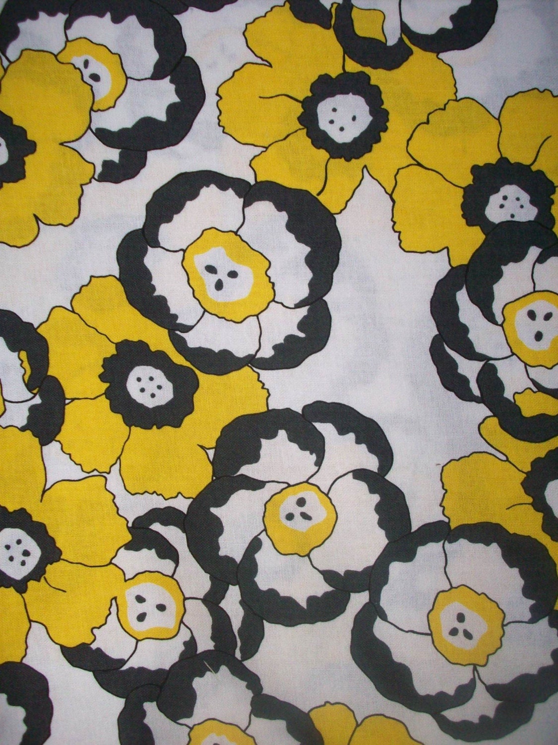 yellow and gray floral fabric1 yard