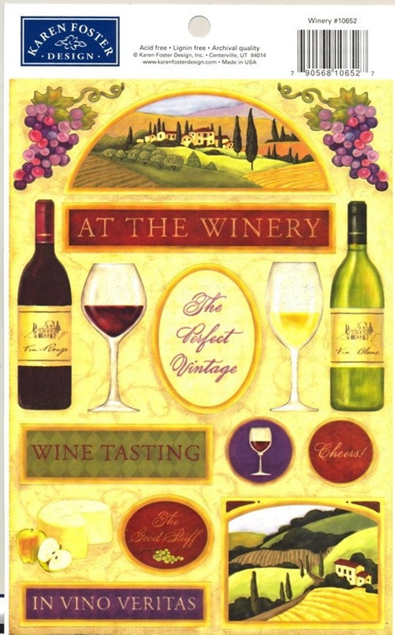 Items similar to Scrapbooking Supplies, Stickers, Embellishments, Winery, Wine, Grapes, Wine ...