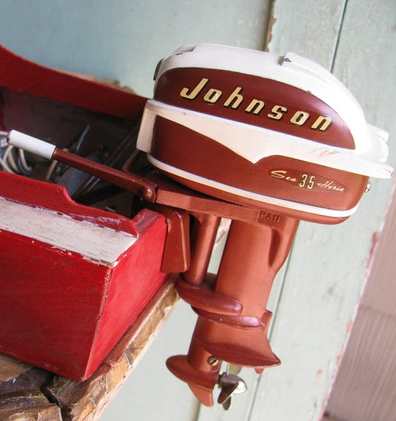 Antique 1957 Johnson 35 HP Sea Horse Toy Outboard Motor by K O Models 