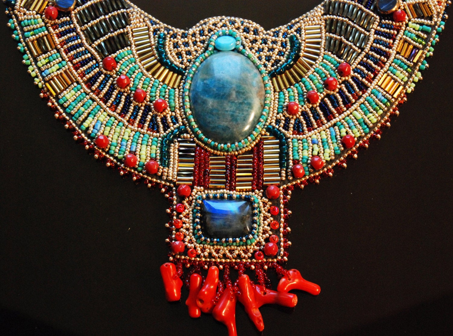 Egyptian Scarab beaded Collar necklace