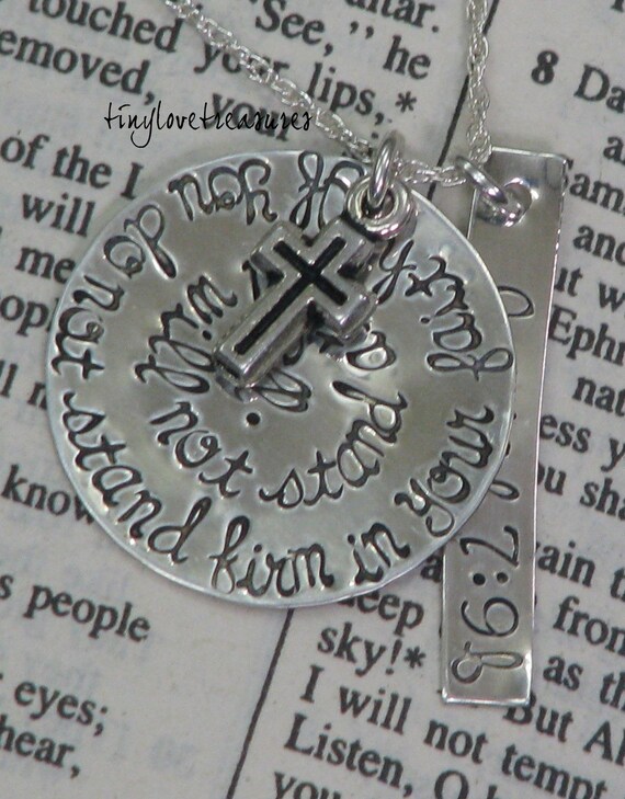 Sterling silver hand stamped necklace with rectangle tag and