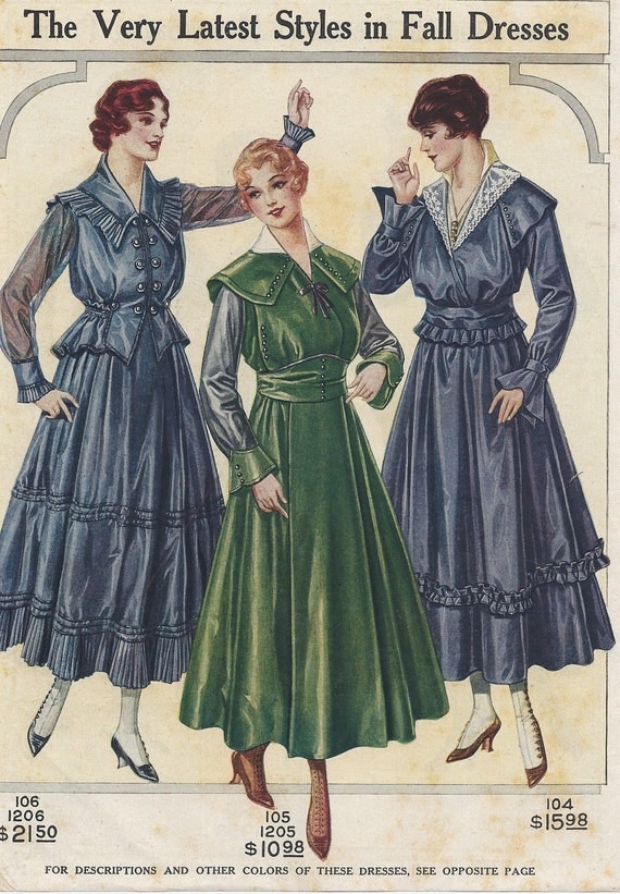 Items similar to Vintage 1917 Ad, Dresses, From Women's Fashion Catalog ...