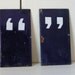 Antique Porcelain Sign Quotation Marks - Cobalt Blue & White