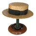 Vintage Boater Hat - Summer Sailor Straw Skimmer Size 7