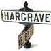 Antique Street Sign Corner of Hargrave & 6th Street in Black and White Enamel Cast Iron