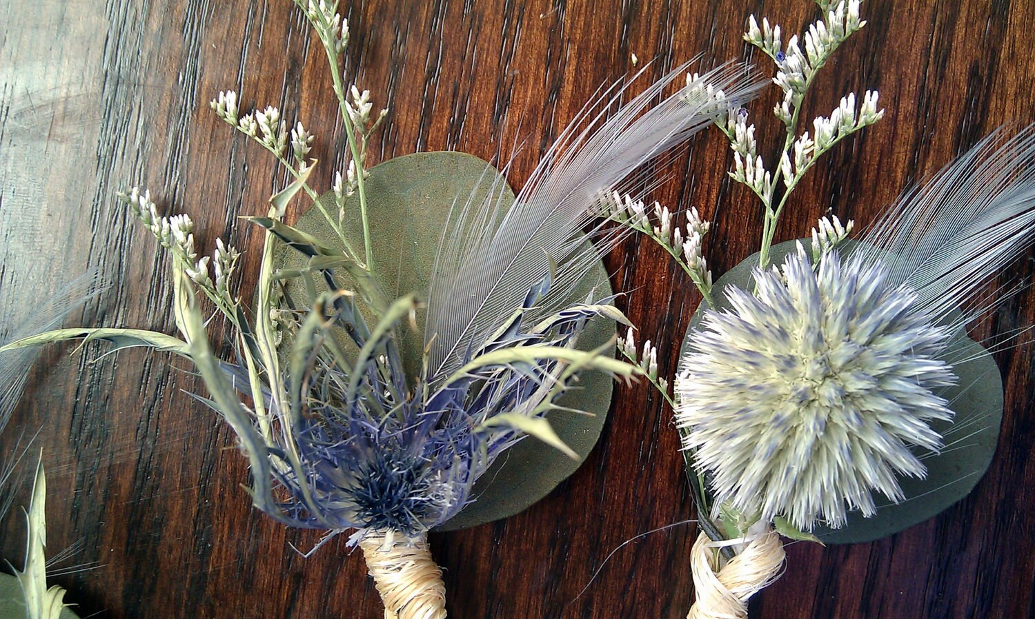 Rustic Wedding Boutonnieres Set Of 5 Grooms Groomsmen Blue