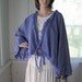 Lagenlook Short Summer Jacket Top Cotton Shrug Hand Dyed With Big Vintage Button Free Size