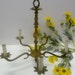 Vintage aged brass 5 light chandelier Ornate Gothic
