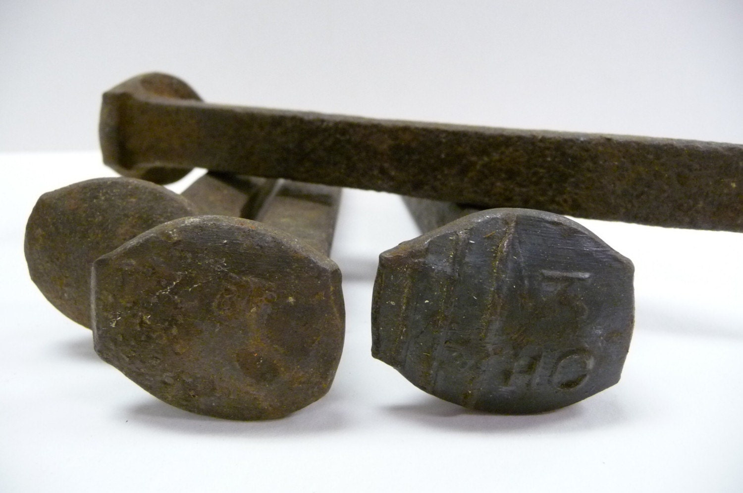 4 antique Railroad spikes nails rusty iron mixed media art